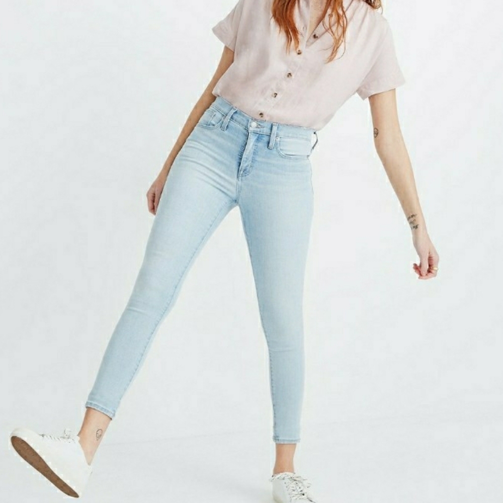 Madewell 9 Mid-Rise Skinny Crop Jeans Coolmax Light Wash SZ 29